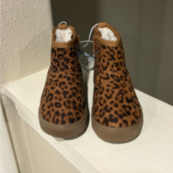 Cat and Jack Toddler Girls Arlo Zipper Shearling Boots Leopard Brown Faux Sz 10 - Picture 4 of 7